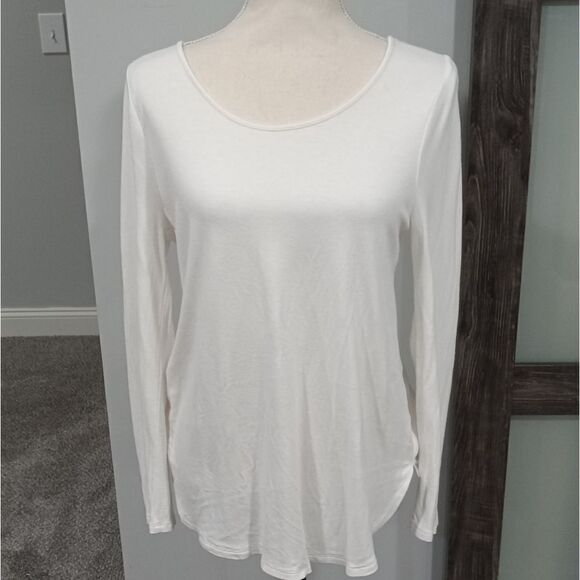 Soft Surroundings long sleeve cream scoop neck tee shirt style 2FQ60 size small - Picture 1 of 2